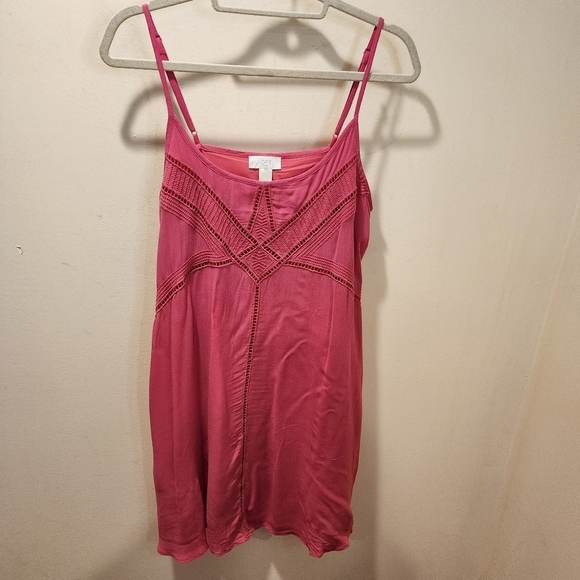 LOFT pink Strappy Embroidered Short dress size M - Picture 7 of 12